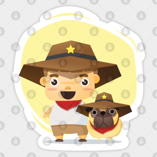 Boy and Dog in Sheriff Costume Sticker by MonkeyBusiness
